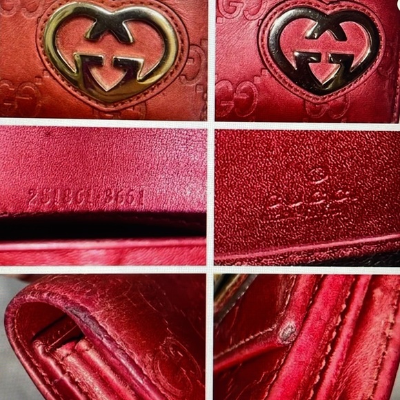 GUCCI RED GUCCISSIMA LEATHER LOVELY HEART CONTINENTAL WALLET ON CHAIN. - Picture 13 of 13